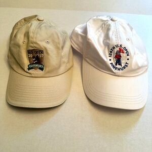 Lot Of 2 US Open Golf Hats 2007 Oakmont Tan 124th Pinehurst White USGA Member
